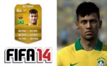 No Fifa 14, Neymar ganhou um boneco com mais detalhes, incluindo o cabelo diferente e a barba. O escore, porém, diminuiu. De 85, o jogador foi para 84