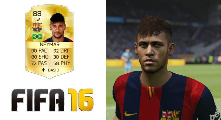 Para o Fifa 16, o moicano permaneceu intacto, e a aparência ganhou alguns retoques na nova versão do game. O escore de Neymar subiu também, para 88