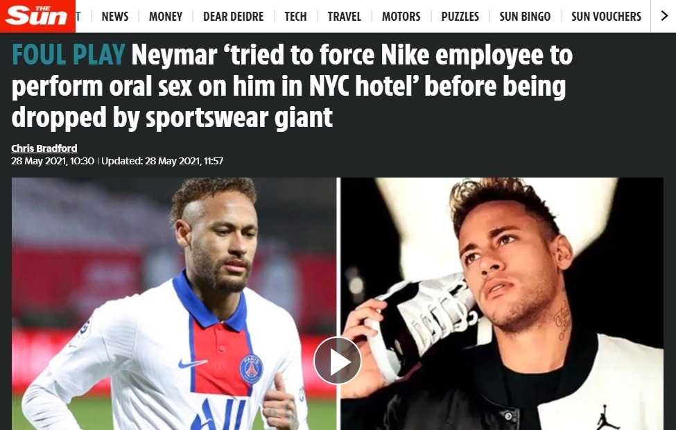 Neymar 'tried to force Nike employee to perform oral sex on him in NYC  hotel' before being dropped by sportswear giant