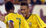 Em amistoso contra os Estados Unidos, no estádio New Meadowlands, em Nova Jersey, Neymar foi titular e marcou seu primeiro gol com a camisa da seleção. De cabeça, ainda no primeiro tempo, o atacante abriu o marcador na vitória por 2 a 0