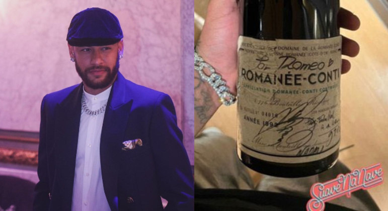 Neymar posa com vinho de R$ 209 mil
