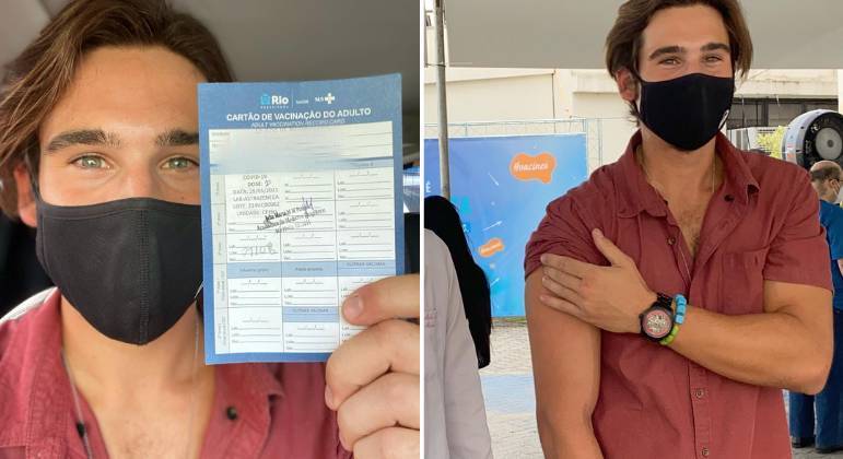 Aos 24 anos, Nicolas Prattes recebe a 1ª dose da vacina contra covid-19 
