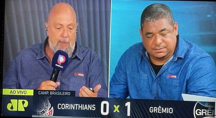 Nilson César e Vampeta nos estúdios da Pan