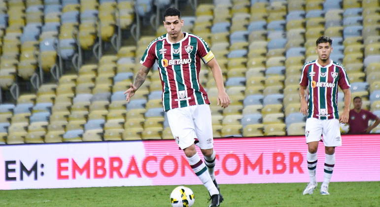 Nino durante a partida entre Fluminense e Vila Nova, pela Copa do Brasil