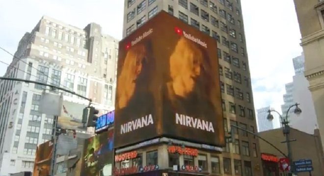 Nirvana comemora 1 bilhão de “Smells Like Teen Spirit” com outdoor