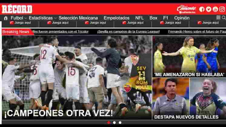 No México, o 'Record' também foi breve ao noticiar o título do Sevilla na competição: 'Campeões outra vez'. 