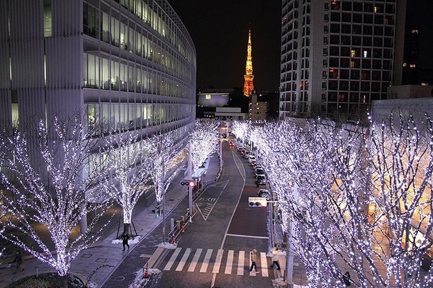 No Roppongi Hills, complexo de prédios comerciais no Centro de Tóquio, o Artelligent Christmas é uma decoração com luzes azuis e brancas em todas as árvores, causando um efeito de neve que fica ainda mais bonito quando contrasta com a iluminação da Torre de Tóquio. 