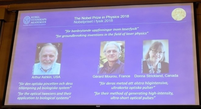 Arthur Ashkin, Gérard Mourou e Donna Strickland venceram Nobel de Física
