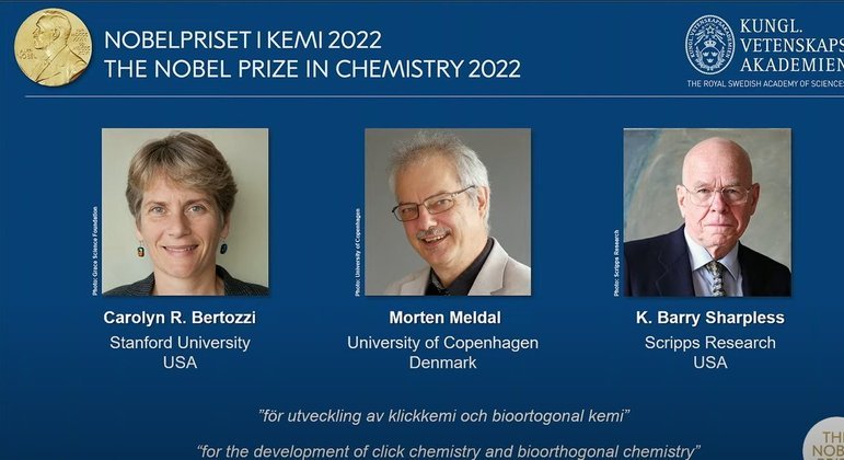 Os três ganhadores do Nobel de Química de 2022