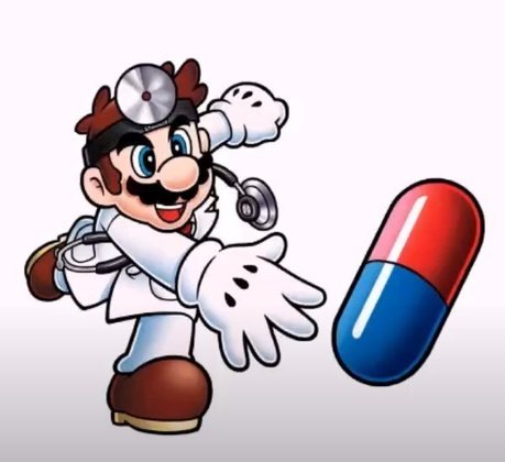 Nome do personagem: Dr. Mario - Já deu para perceber que é comum existir outras versões de alguns personagens principais né? Pois então, agora você já sabe que existe o Dr. Mario, que é o herói do jogo como médico.