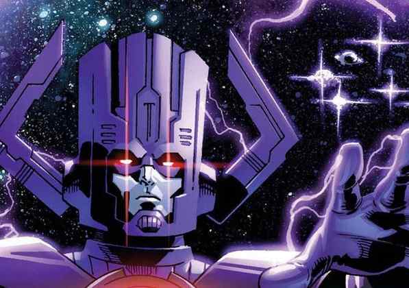 Nome do vilão: Galactus - Ele é considerado uma entidade no Universo Marvel e não é por acaso que é chamado de devorador de mundos. Seu poder é gigantesco.