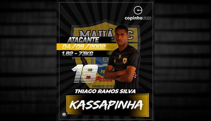 Nomes e apelidos da Copinha 2022: Kassapinha. Clube: Mauá.