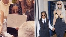 Filha de Kim Kardashian e Kanye West usa papel para pedir que paparazzi parem de tirar fotos 