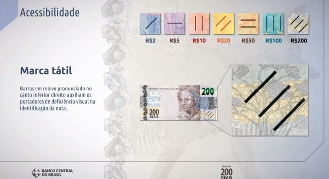 Banco Central do Brasil - Os itens de segurança da nova nota de 200 reais  seguem a mesma lógica das demais cédulas do Real e são super fáceis de  identificar. Ao receber