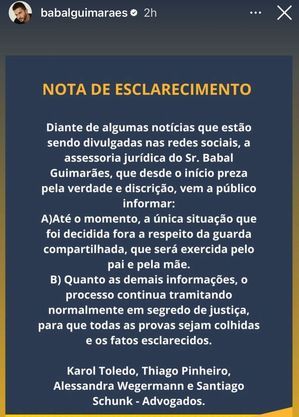 Nota de esclarecimento de Babal Guimarães