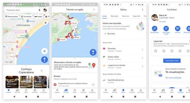 Novas abas do Google Maps