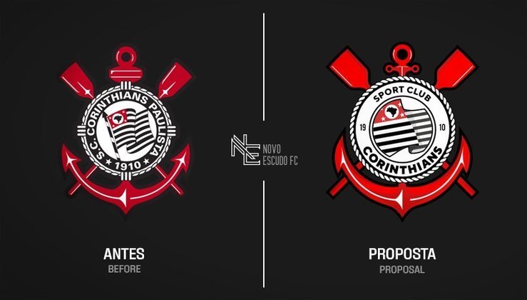 Novo Escudo FC: a proposta de mudança para o Corinthians.