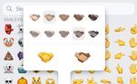 Para escolher qual emoji usar, é preciso acessar um menu com abas e escolher os tons de pele separadamente