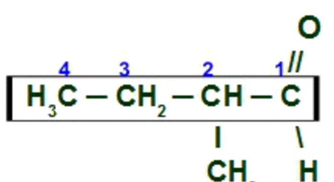 Numeração do 2-metil Butanal