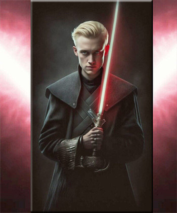O aluno malvado Draco Malfoy é recriado como um aprendiz de Sith . Não podia ser outra coisa. 