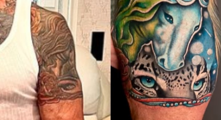 O antes e o depois da tatuagem de Sylvester Stallone