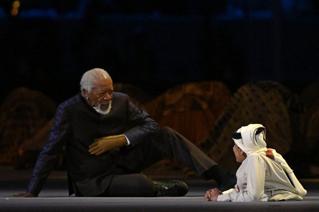 O ator norte-americano, Morgan Freeman, participou da cerimônia de abertura do Mundial
