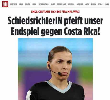O 'Bild' da Alemanha colocou em sua capa a decisão da FIFA por escalar uma equipe de arbitragem totalmente feminina na partida entre Alemanha e Costa Rica, jogo chamado de 'decisão' pelos alemães.