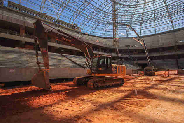 O cenário da Arena MRV, que está prestes a entrar na reta final da construção.