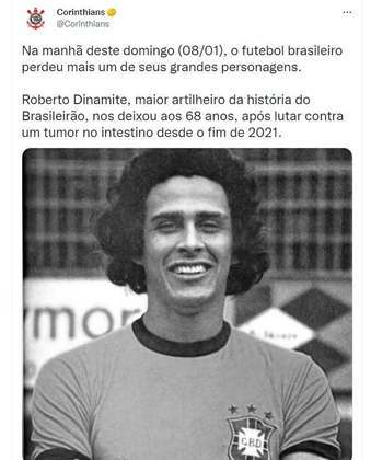 O Corinthians, em sua nota, relembrou que Roberto lutava contra um câncer desde 2021.