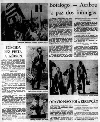 O craque Gérson foi o mais assediado pela torcida no saguão do Aeroporto Internacional do Rio, em 1968