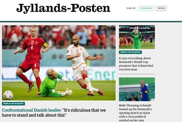 O dinamarquês Jyllands-Posten deu mais destaque pela continuidade das polêmicas envolvendo a braçadeira de capitão do que o empate contra a Tunísia.