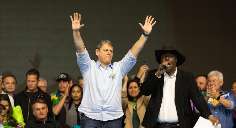 O ex-ministro Tarcísio de Freitas na convenção que aprovou seu nome como candidato ao Governo de São Paulo