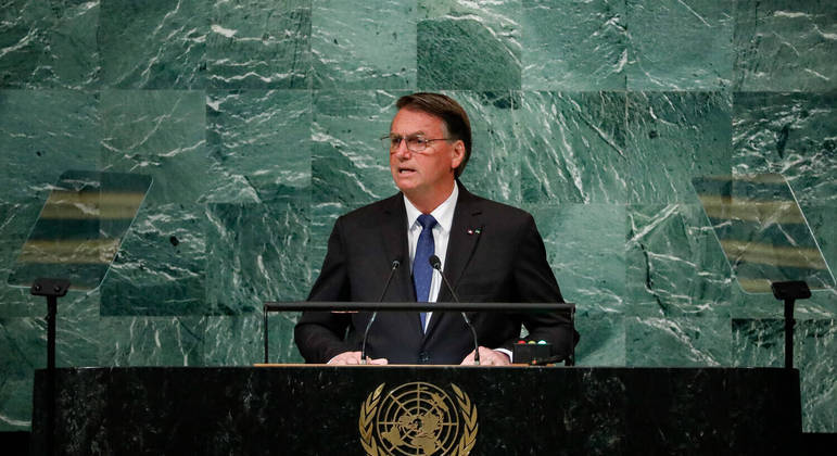O ex-presidente da República Jair Bolsonaro durante discurso na ONU em 2022