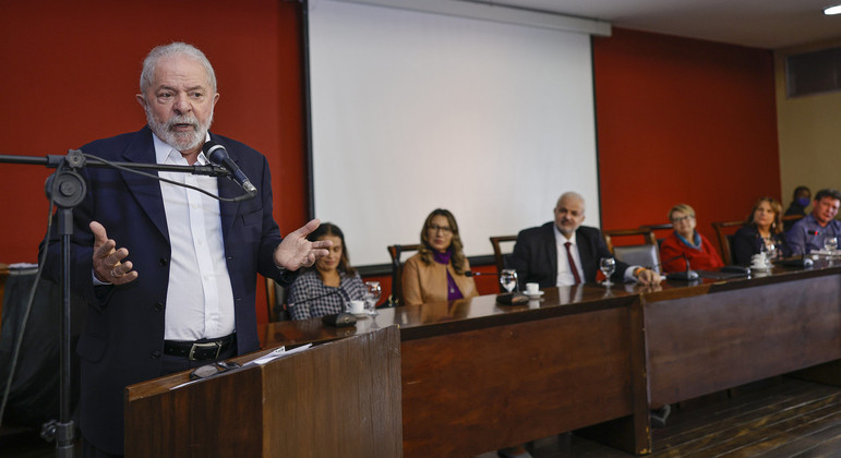 O ex-presidente Luiz Inácio Lula da Silva durante um discurso, em maio deste ano