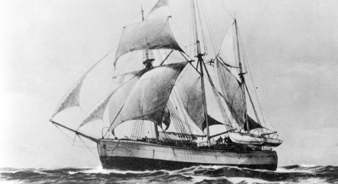 O Fram, navio do aventureiro norueguês Fridtjof Nansen, foi pego em 'água morta' nas águas do Ártico em 1893