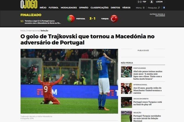 O Jogo (Portugal) já relaciona a vitória dos jogadores da Macedônia do Norte com a classificação dos portugueses.