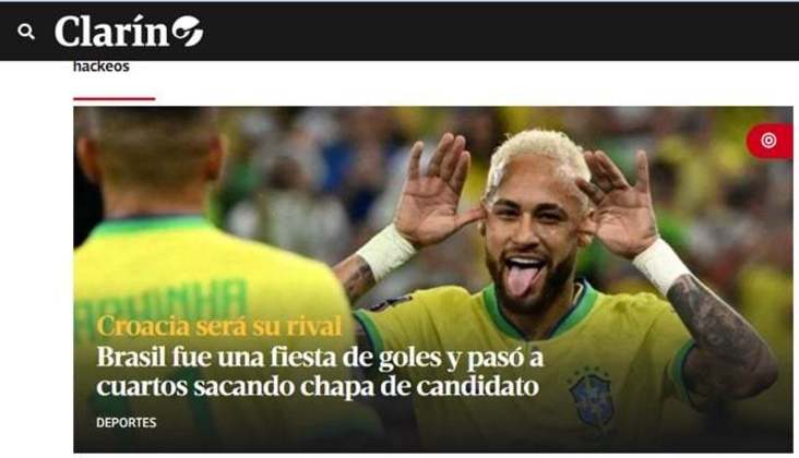 O periódico argentino Clarín relatou a 'festa de gols' do Brasil e identificou a equipe como forte candidata ao título da Copa do Mundo