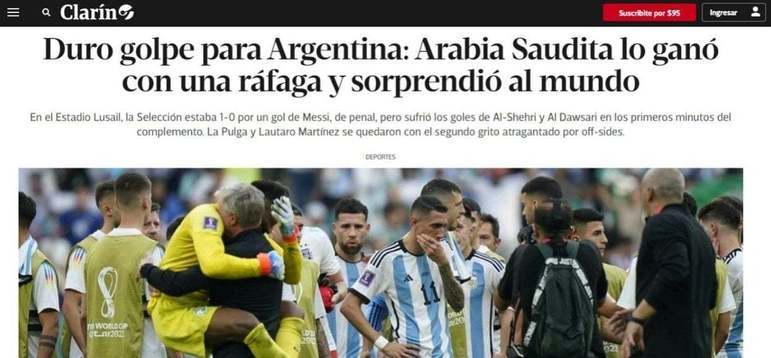 O jornal argentino Clarín mostrou frustração e surpresa com a derrota dos hermanos: 