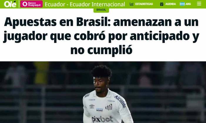 O jornal argentino 'Olé' escreveu que jogador que recebeu dinheiro antecipadamente e não cumpriu foi ameaçado.