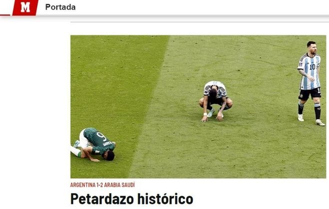 O jornal espanhol Marca foi duro com a Argentina e chamou a derrota de 