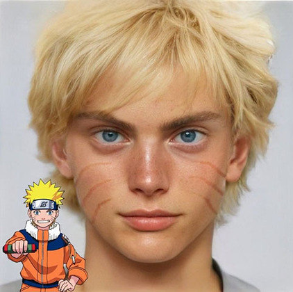 O jovem ninja Naruto, protagonista do desenho animado de mesmo nome, teria esse rosto, segundo o artista.