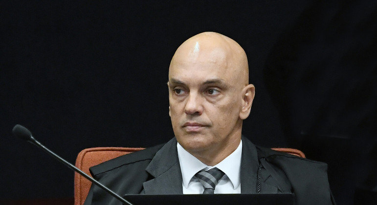O ministro Alexandre de Moraes durante sessão do STF, em foto de arquivo