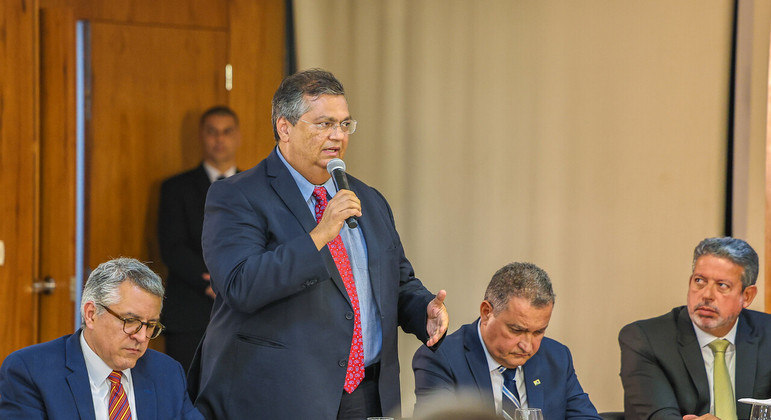 O ministro da Justiça e Segurança Pública, Flávio Dino, durante reunião no Palácio do Planalto