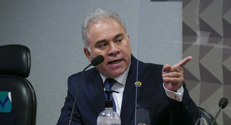 O ministro da Saúde, Marcelo Queiroga, durante audiência no Senado