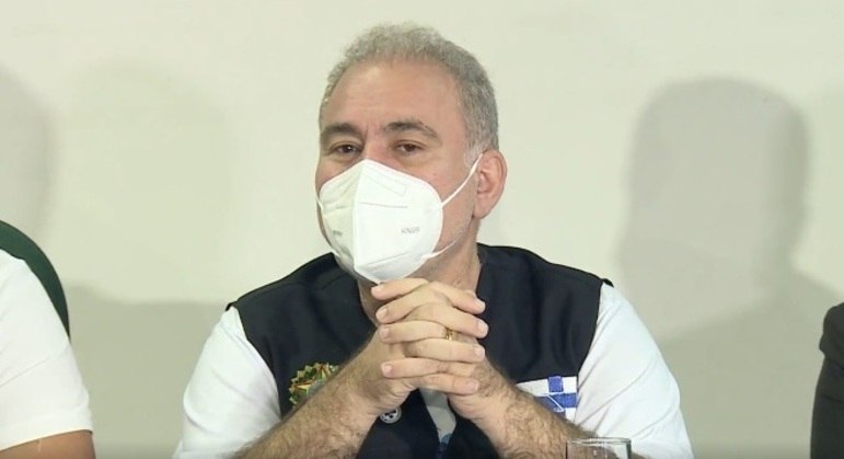 O ministro da Saúde, Marcelo Queiroga, durante evento em João Pessoa, na Paraíba