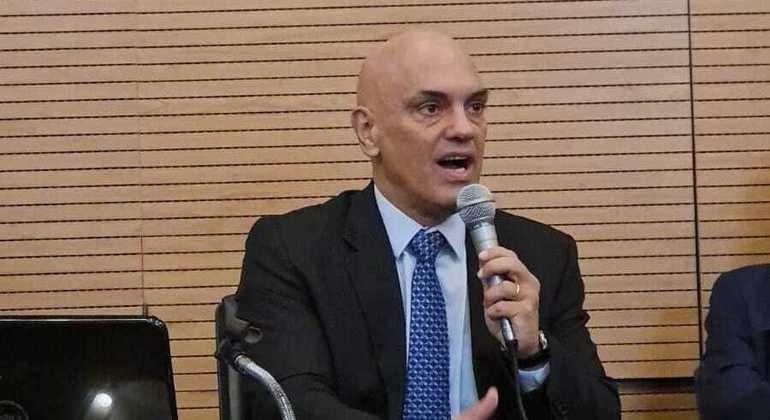 O ministro do STF Alexandre de Moraes discursa durante evento da USP