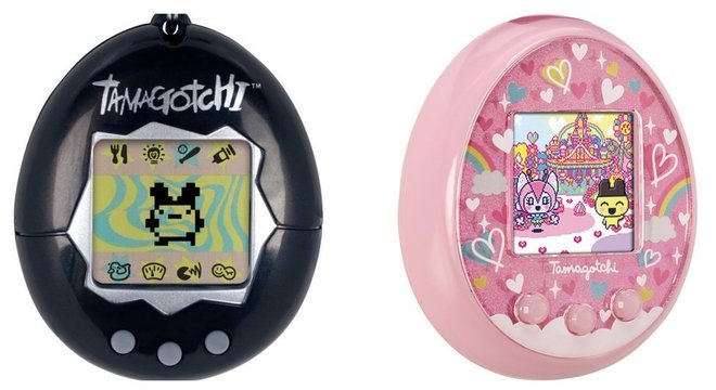 O novo Tamagotchi (na dir.) tem vÃ¡rias diferenÃ§as do modelo antigo (Ã  esq.), lanÃ§ado em 1994