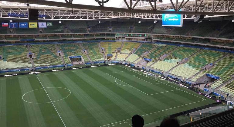 O objetivo era esse! Mosaico da CBF no Allianz Parque antes do último jogo das Eliminatórias com a frase 