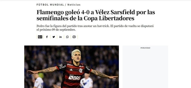 O peruano El Comercio publicou duas notas relatando a partida. Em uma delas, a atuação do Flamengo foi classificada como majestosa.