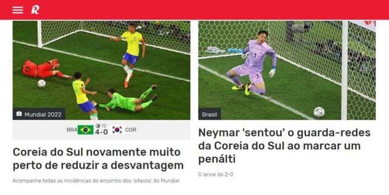 O diário esportivo português Record noticiou a vitória do Brasil e destacou o pênalti batido com excelência por Neymar